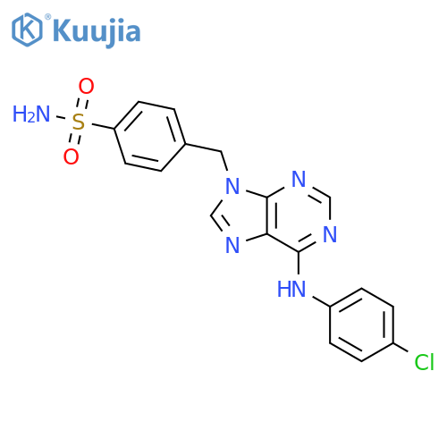 4-[[6-(4-chloroanilino)purin-9-yl]methyl]benzenesulfonamide;hydrochloride structure