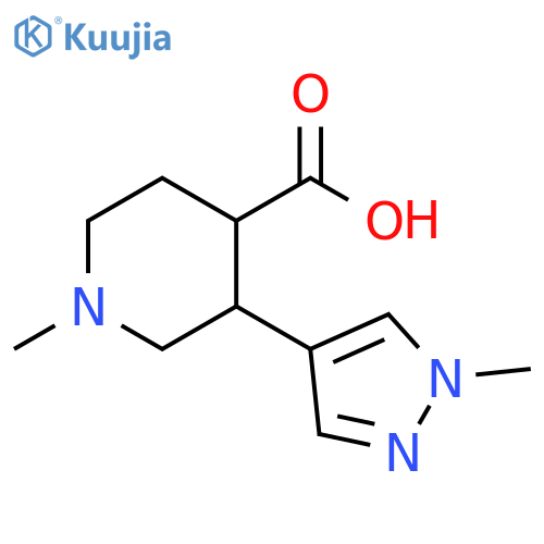 1-methyl-3-(1-methyl-1H-pyrazol-4-yl)piperidine-4-carboxylic acid structure