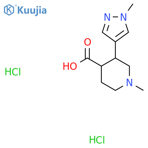 1-methyl-3-(1-methyl-1H-pyrazol-4-yl)piperidine-4-carboxylic acid dihydrochloride structure