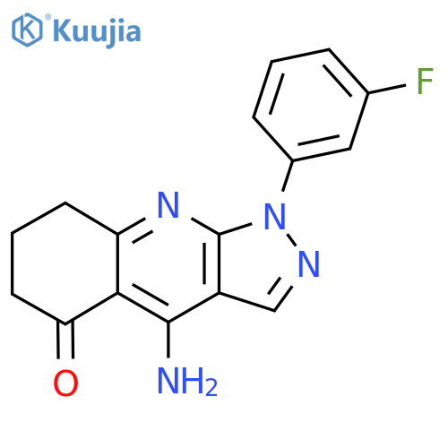 4-Amino-1-(3-fluorophenyl)-1,6,7,8-tetrahydro-5H-pyrazolo3,4-bquinolin-5-one structure