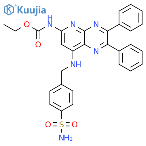 Ethyl N-[2,3-diphenyl-8-[(4-sulfamoylphenyl)methylamino]pyrido[2,3-b]pyrazin-6-yl]carbamate structure
