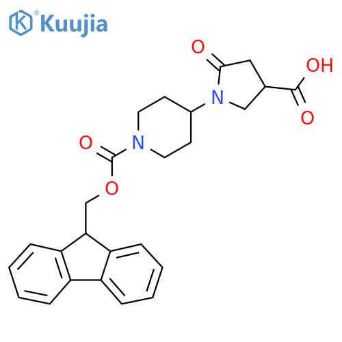 1-(1-{[(9H-fluoren-9-yl)methoxy]carbonyl}piperidin-4-yl)-5-oxopyrrolidine-3-carboxylic acid structure