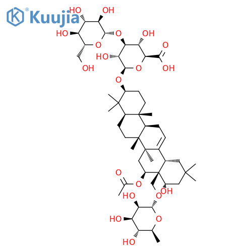 β-D-Glucopyranosiduronic acid, (3β,16β,22α)-16-(acetyloxy)-28-[(6-deoxy-α-L-mannopyranosyl)oxy]-22-hydroxyolean-12-en-3-yl 3-O-β-D-glucopyranosyl- (9CI) structure