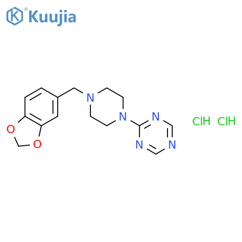 2-[4-(1,3-benzodioxol-5-ylmethyl)piperazin-1-yl]-1,3,5-triazine dihydrochloride structure