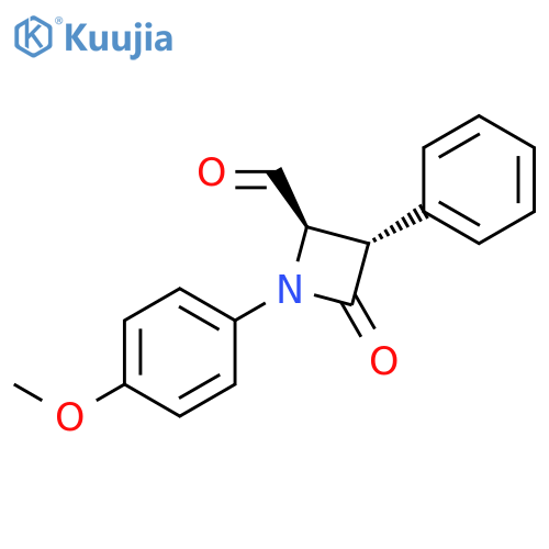 2-Azetidinecarboxaldehyde, 1-(4-methoxyphenyl)-4-oxo-3-phenyl-, (2R,3S)-rel- structure