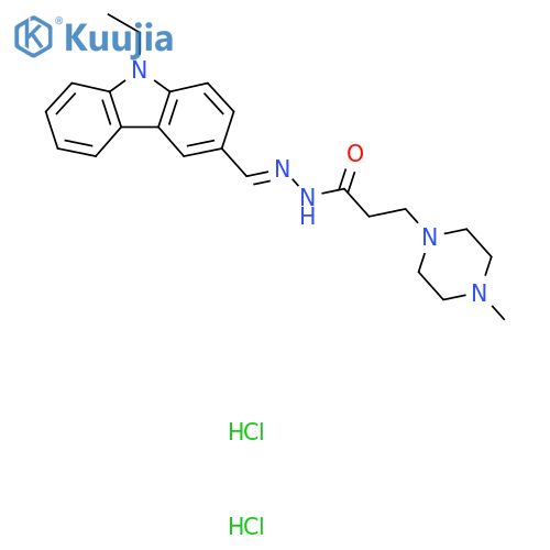 N'-(9-ethyl-9H-carbazol-3-yl)methylidene-3-(4-methylpiperazin-1-yl)propanehydrazide dihydrochloride structure