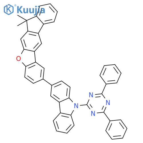 9H-Carbazole, 3-(7,7-dimethyl-7H-benzo[b]fluoreno[3,2-d]furan-2-yl)-9-(4,6-diphenyl-1,3,5-triazin-2-yl)- structure