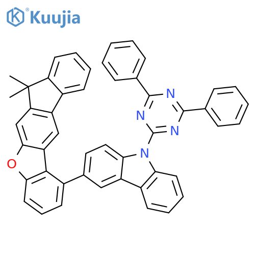 9H-Carbazole, 3-(7,7-dimethyl-7H-benzo[b]fluoreno[3,2-d]furan-1-yl)-9-(4,6-diphenyl-1,3,5-triazin-2-yl)- structure
