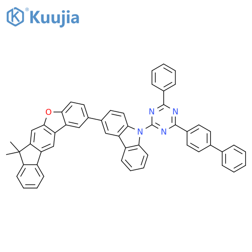 9H-Carbazole, 9-(4-[1,1'-biphenyl]-4-yl-6-phenyl-1,3,5-triazin-2-yl)-3-(7,7-dimethyl-7H-benzo[b]fluoreno[3,2-d]furan-2-yl)- structure
