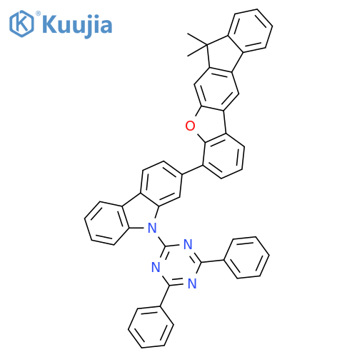 9H-Carbazole, 2-(7,7-dimethyl-7H-benzo[b]fluoreno[3,2-d]furan-4-yl)-9-(4,6-diphenyl-1,3,5-triazin-2-yl)- structure