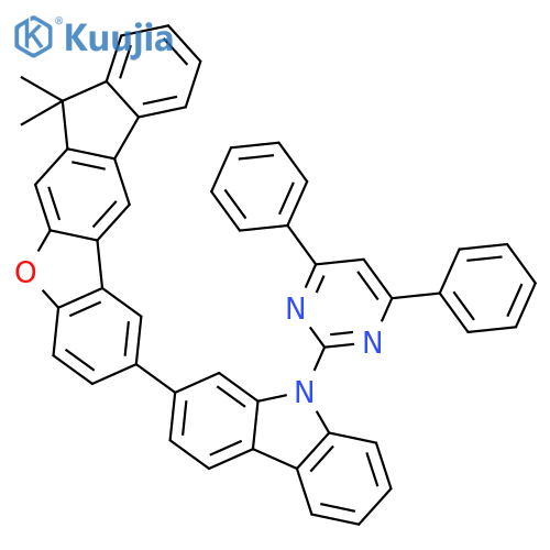 9H-Carbazole, 2-(7,7-dimethyl-7H-benzo[b]fluoreno[3,2-d]furan-2-yl)-9-(4,6-diphenyl-2-pyrimidinyl)- structure