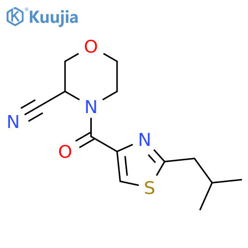 4-2-(2-methylpropyl)-1,3-thiazole-4-carbonylmorpholine-3-carbonitrile structure