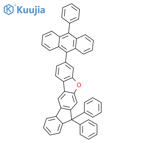 7H-Benzo[b]fluoreno[3,2-d]furan, 7,7-diphenyl-3-(10-phenyl-9-anthracenyl)- structure