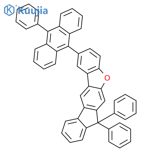 7H-Benzo[b]fluoreno[3,2-d]furan, 7,7-diphenyl-2-(10-phenyl-9-anthracenyl)- structure