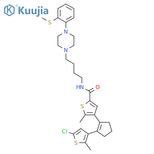 2-Thiophenecarboxamide, 4-[2-(5-chloro-2-methyl-3-thienyl)-1-cyclopenten-1-yl]-5-methyl-N-[4-[4-[2-(methylthio)phenyl]-1-piperazinyl]butyl]- structure