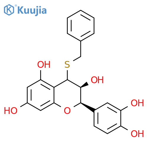 2H-1-Benzopyran-3,5,7-triol,2-(3,4-dihydroxyphenyl)-3,4-dihydro-4-[(phenylmethyl)thio]-, (2R,3S)- structure