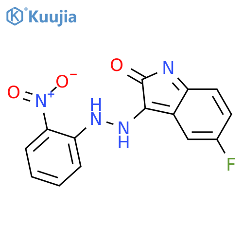 1H-Indole-2,3-dione,5-fluoro-, 3-[2-(2-nitrophenyl)hydrazone] structure