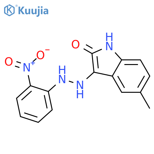 5-methyl-3-[2-(2-nitrophenyl)hydrazino]-2H-indol-2-one structure