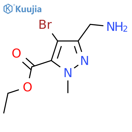 Ethyl 5-(aminomethyl)-4-bromo-2-methylpyrazole-3-carboxylate structure