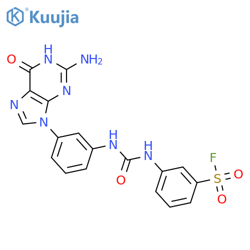 Benzenesulfonyl fluoride,3-[[[[3-(2-amino-1,6-dihydro-6-oxo-9H-purin-9-yl)phenyl]amino]carbonyl]amino]- structure