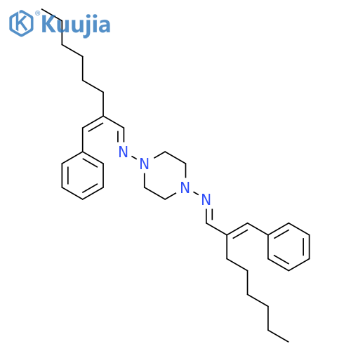 1,4-Piperazinediamine,N1,N4-bis[2-(phenylmethylene)octylidene]- structure