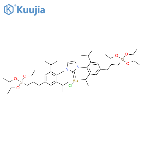 [1,3-Bis[2,6-bis(1-methylethyl)-4-[3-(triethoxysilyl)propyl]phenyl]-1,3-dihydro-2H-imidazol-2-ylidene]chlorogold structure