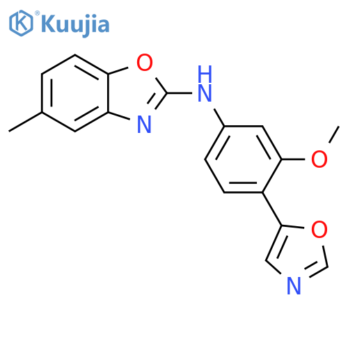 2-Benzoxazolamine, N-[3-methoxy-4-(5-oxazolyl)phenyl]-5-methyl- structure