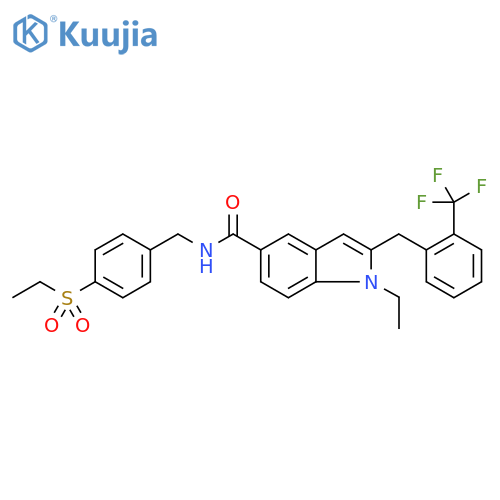 1-Ethyl-2-(2-trifluoromethyl-benzyl)-1H-indole-5-carboxylic acid 4-ethanesulfonyl-benzylamide structure