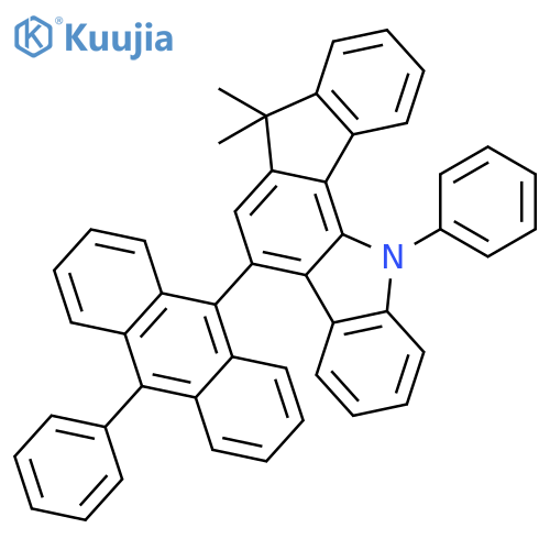 Indeno[1,2-a]carbazole, 7,12-dihydro-7,7-dimethyl-12-phenyl-5-(10-phenyl-9-anthracenyl)- structure