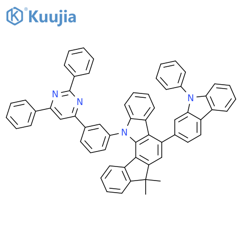 Indeno[1,2-a]carbazole, 12-[3-(2,6-diphenyl-4-pyrimidinyl)phenyl]-7,12-dihydro-7,7-dimethyl-5-(9-phenyl-9H-carbazol-2-yl)- structure