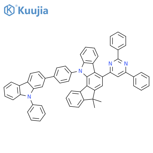 Indeno[1,2-a]carbazole, 5-(2,6-diphenyl-4-pyrimidinyl)-7,12-dihydro-7,7-dimethyl-12-[4-(9-phenyl-9H-carbazol-2-yl)phenyl]- structure