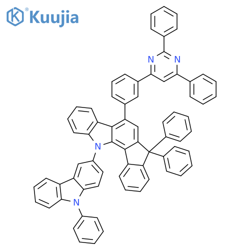 Indeno[1,2-a]carbazole, 5-[3-(2,6-diphenyl-4-pyrimidinyl)phenyl]-7,12-dihydro-7,7-diphenyl-12-(9-phenyl-9H-carbazol-3-yl)- structure