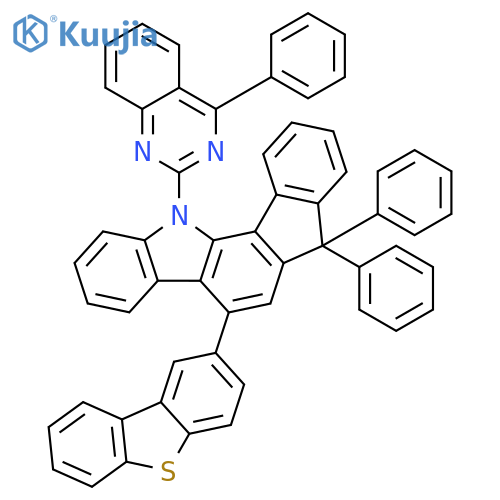 Indeno[1,2-a]carbazole, 5-(2-dibenzothienyl)-7,12-dihydro-7,7-diphenyl-12-(4-phenyl-2-quinazolinyl)- structure