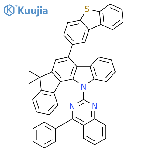 Indeno[1,2-a]carbazole, 5-(2-dibenzothienyl)-7,12-dihydro-7,7-dimethyl-12-(4-phenyl-2-quinazolinyl)- structure
