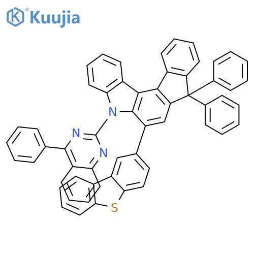 Indeno[2,1-c]carbazole, 6-(2-dibenzothienyl)-5,8-dihydro-8,8-diphenyl-5-(4-phenyl-2-quinazolinyl)- structure