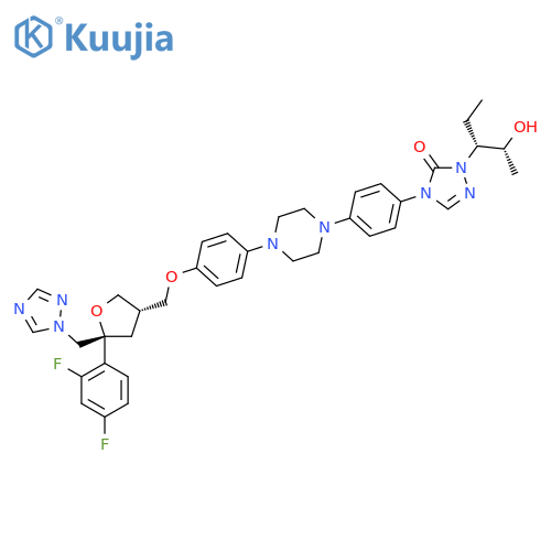 4-[4-[4-[4-[[(3S,5R)-5-(2,4-difluorophenyl)-5-(1,2,4-triazol-1-ylmethyl)oxolan-3-yl]methoxy]phenyl]piperazin-1-yl]phenyl]-2-[(2R,3R)-2-hydroxypentan-3-yl]-1,2,4-triazol-3-one structure