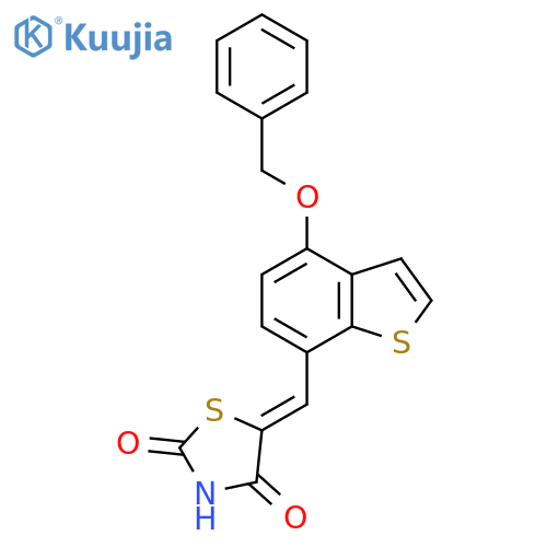(5Z)-5-[(4-Phenylmethoxy-1-benzothiophen-7-yl)methylidene]-1,3-thiazolidine-2,4-dione structure