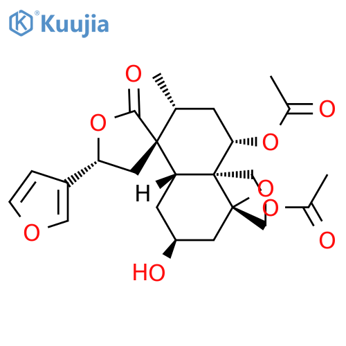Dispiro[furan-3(2H),1'(5'H)-naphthalene-5',2''-oxiran]-2-one, 4'-(acetyloxy)-4'a-[(acetyloxy)methyl]-5-(3-furanyl)decahydro-7'-hydroxy-2'-methyl-, (1'R,2'R,2''R,4'S,4'aR,5R,7'S,8'aS)- (9CI) structure