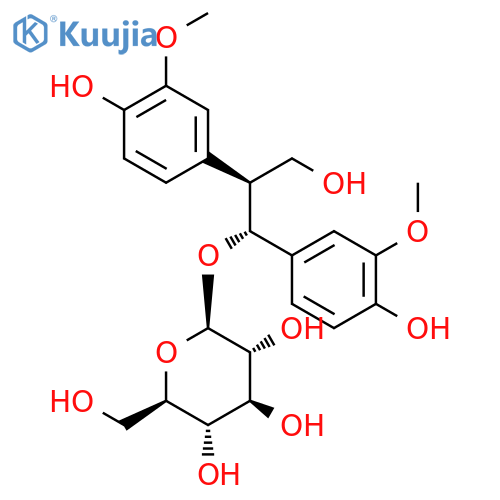 (1R,2S)-1,2-bis(4-hydroxy-3-methoxyphenyl)propane-1,3-diol 1-O-beta-D-glucopyranoside structure