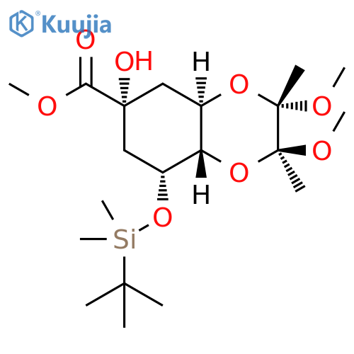1,4-Benzodioxin-6-carboxylic acid, 8-[[(1,1-dimethylethyl)dimethylsilyl]oxy]octahydro-6-hydroxy-2,3-dimethoxy-2,3-dimethyl-, methyl ester, (2S,3S,4aR,6R,8R,8aS)- structure