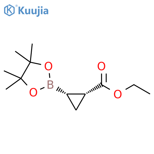 Cyclopropanecarboxylic acid, 2-(4,4,5,5-tetramethyl-1,3,2-dioxaborolan-2-yl)-, ethyl ester, (1R,2S)-rel- structure