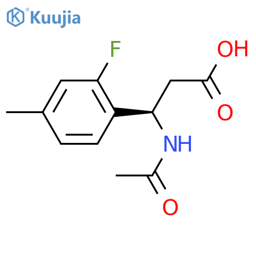(3R)-3-acetamido-3-(2-fluoro-4-methylphenyl)propanoic acid structure