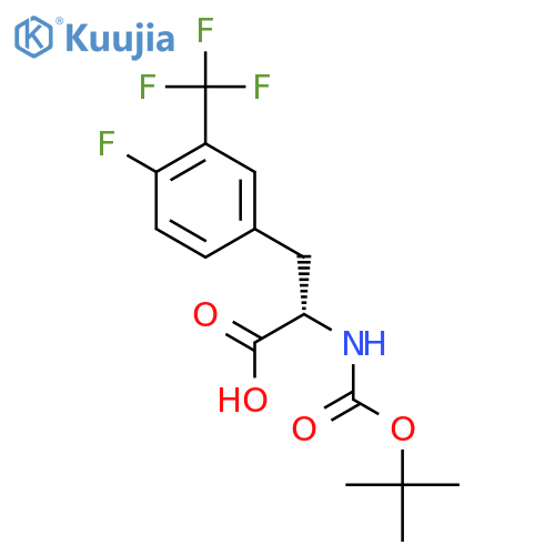 (S)-2-((tert-Butoxycarbonyl)amino)-3-(4-fluoro-3-(trifluoromethyl)phenyl)propanoic acid structure