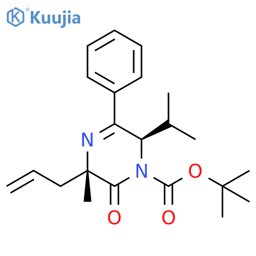 1(2H)-Pyrazinecarboxylic acid, 3,6-dihydro-3-methyl-6-(1-methylethyl)-2-oxo-5-phenyl-3-(2-propen-1-yl)-, 1,1-dimethylethyl ester, (3S,6R)- structure