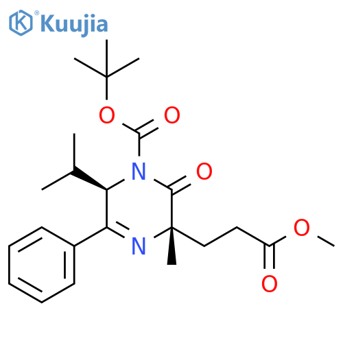 3(2H)-Pyrazinepropanoic acid, 1-[(1,1-dimethylethoxy)carbonyl]-3,6-dihydro-3-methyl-6-(1-methylethyl)-2-oxo-5-phenyl-, methyl ester, (3S,6R)- structure