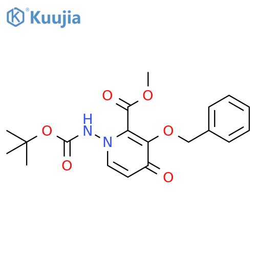 methyl 3-benzyloxy-1-(tert-butoxycarbonylamino)-4-oxo-pyridine-2-carboxylate structure