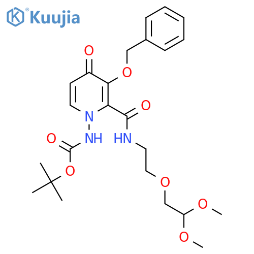 Tert-Butyl (3-(benzyloxy)-2-((2-(2,2-dimethoxyethoxy)ethyl)carbamoyl)-4-oxopyridin-1(4H)-yl)carbamate structure