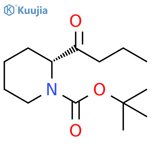 1-Piperidinecarboxylic acid, 2-(1-oxobutyl)-, 1,1-dimethylethyl ester, (2R)- structure