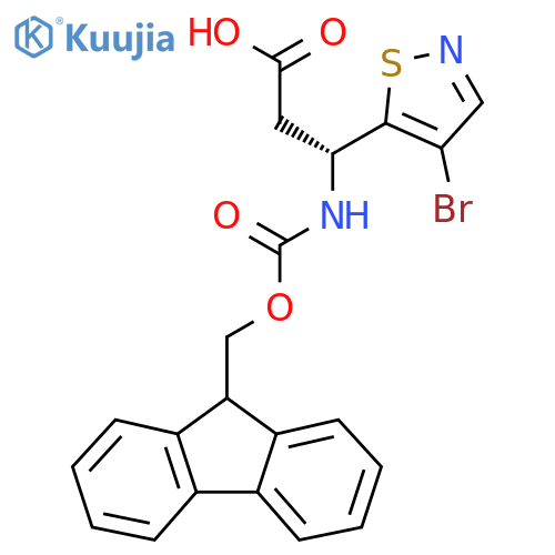 (3R)-3-(4-bromo-1,2-thiazol-5-yl)-3-({(9H-fluoren-9-yl)methoxycarbonyl}amino)propanoic acid structure