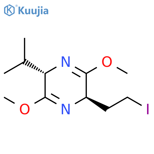 Pyrazine, 2,5-dihydro-2-(2-iodoethyl)-3,6-dimethoxy-5-(1-methylethyl)-, (2R,5S)- structure